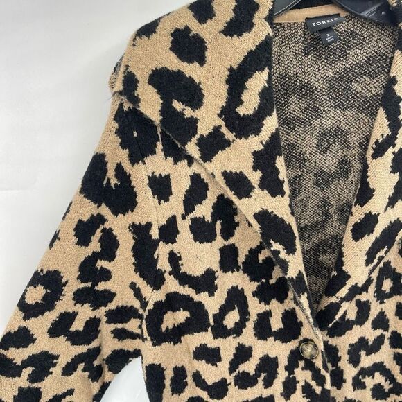 Torrid Womens Cardigan Sweater Longline Acrylic Stretch Sweater Brown Black 2 2X - Picture 6 of 13